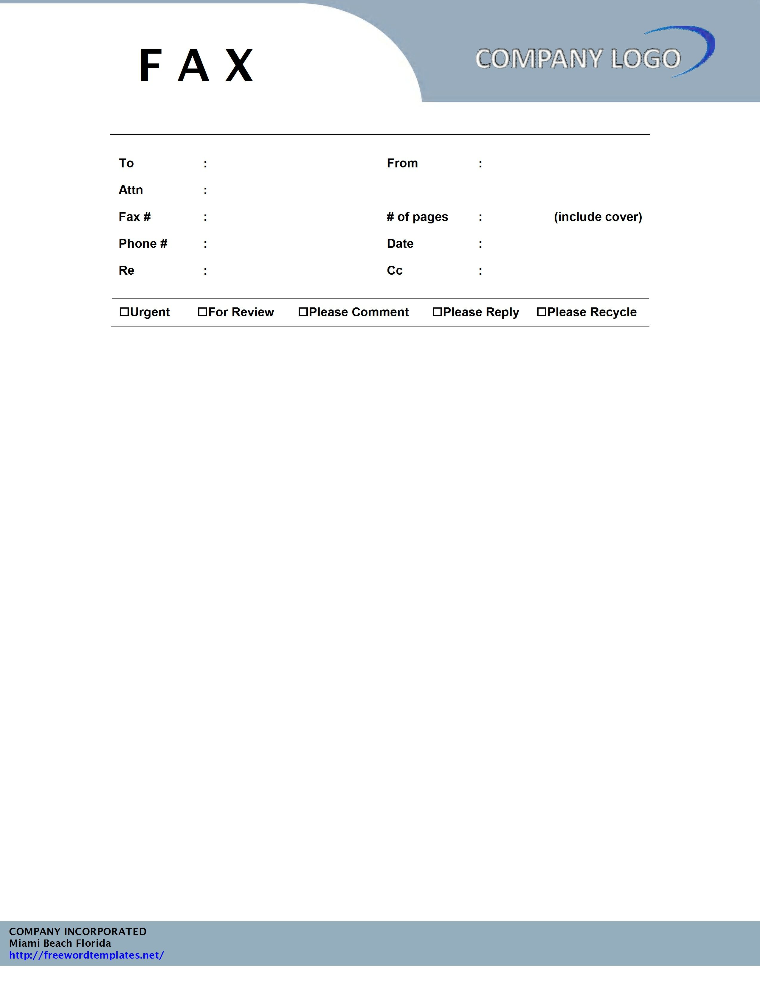 Fax Template Word 2010