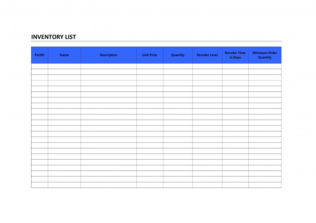 inventory list template for crafts