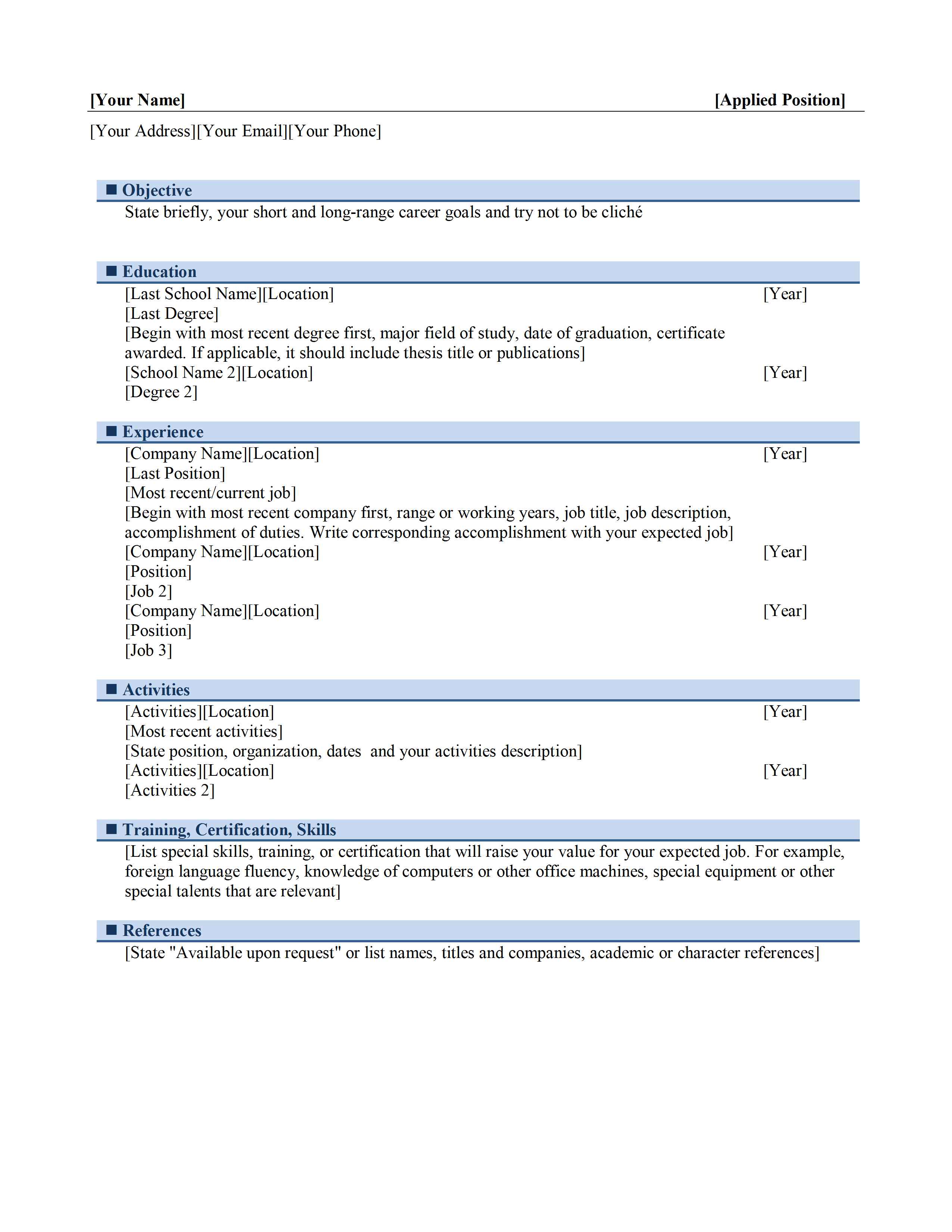 Chronological Resume