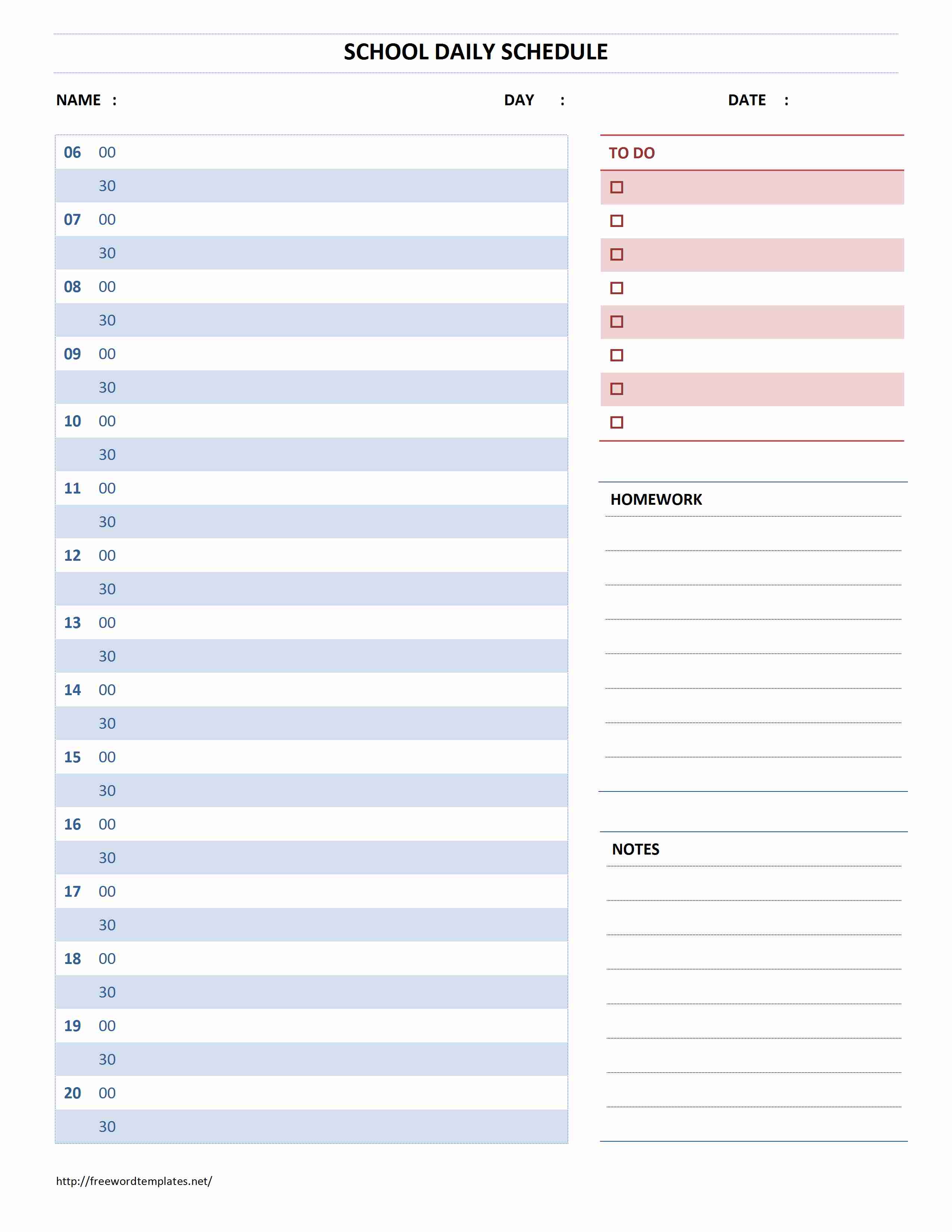 School Daily Schedule