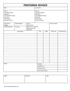 Proforma Invoice Template for Word