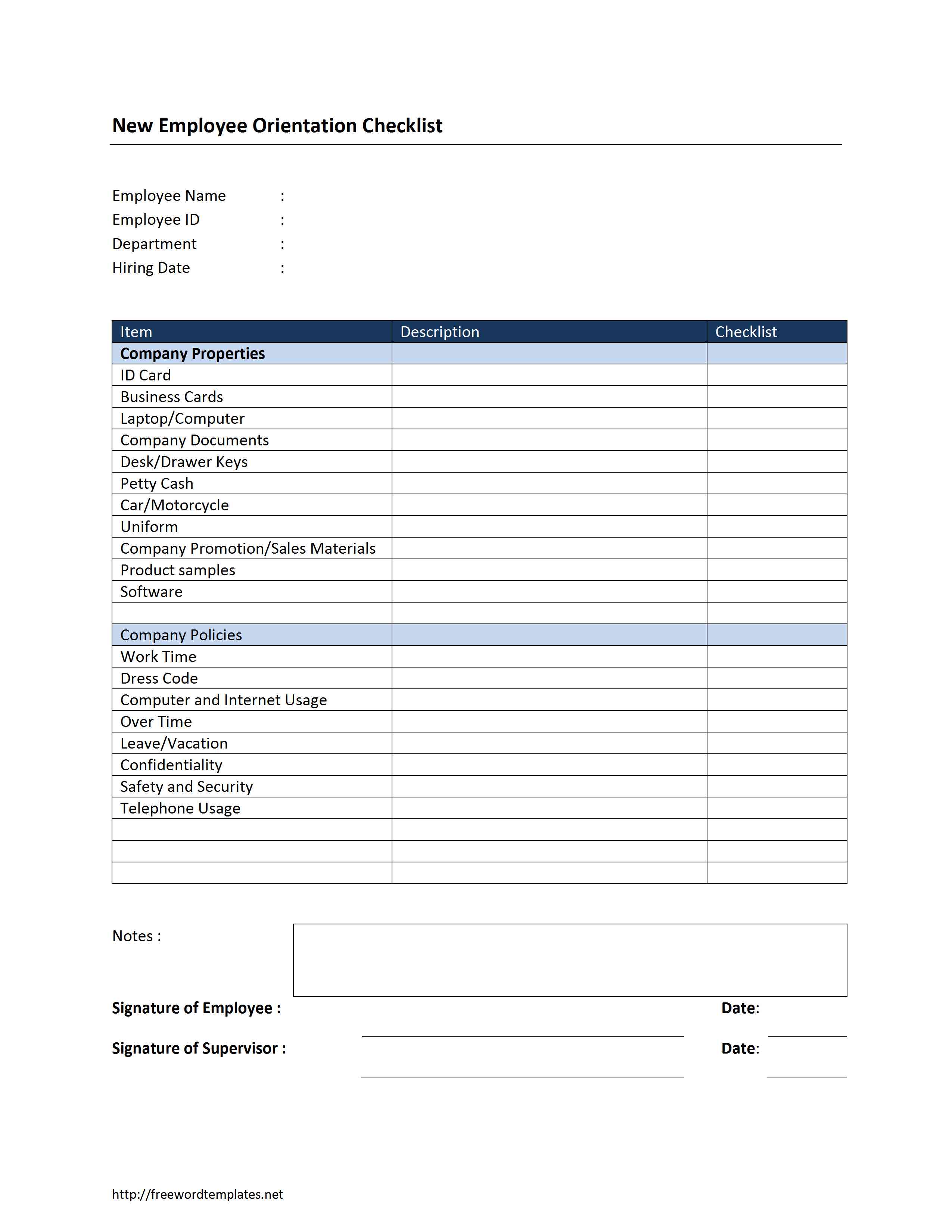 Checklist Template Docx New Employee Orientation Checklist