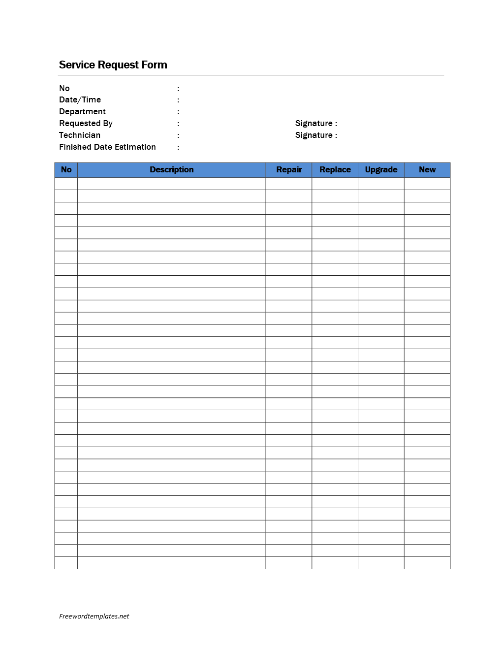 Service Request Form