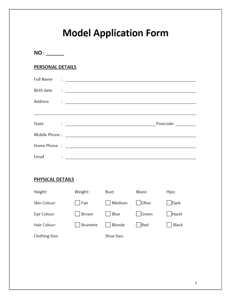 model-application-form