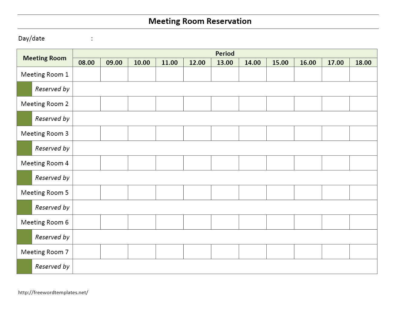 Conference Room Reservation Template