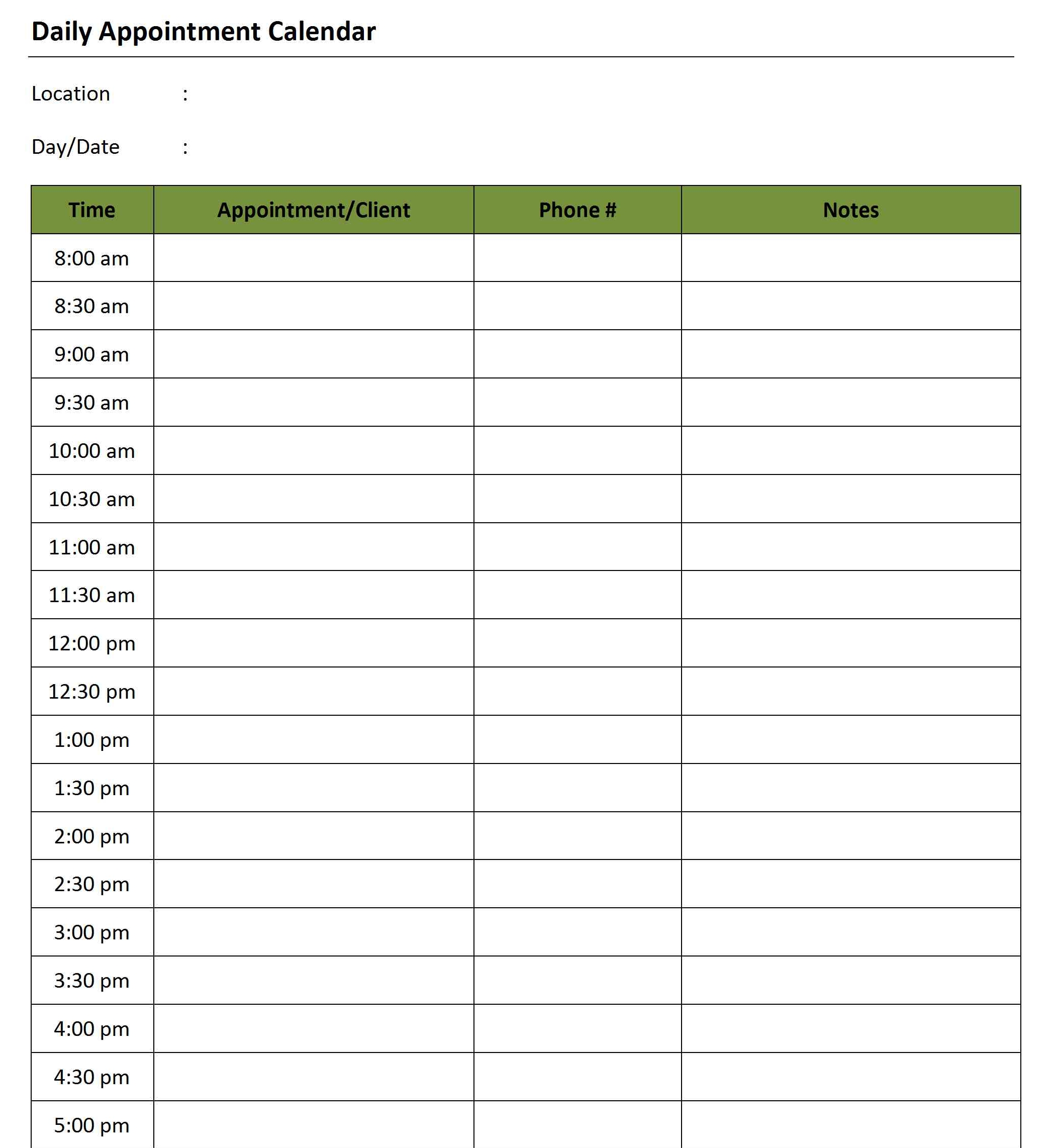 appointment scheduling calendar