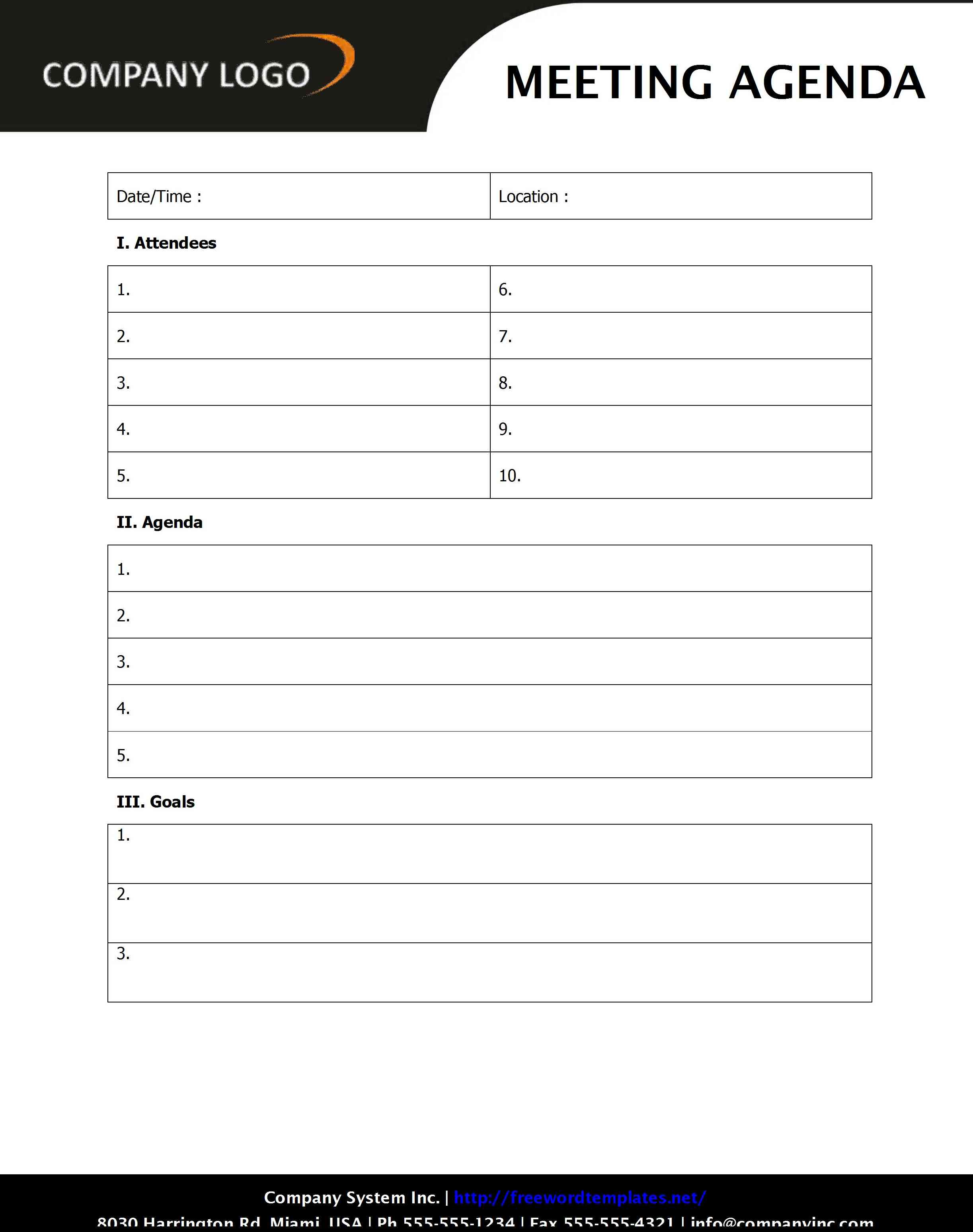 agenda template for word