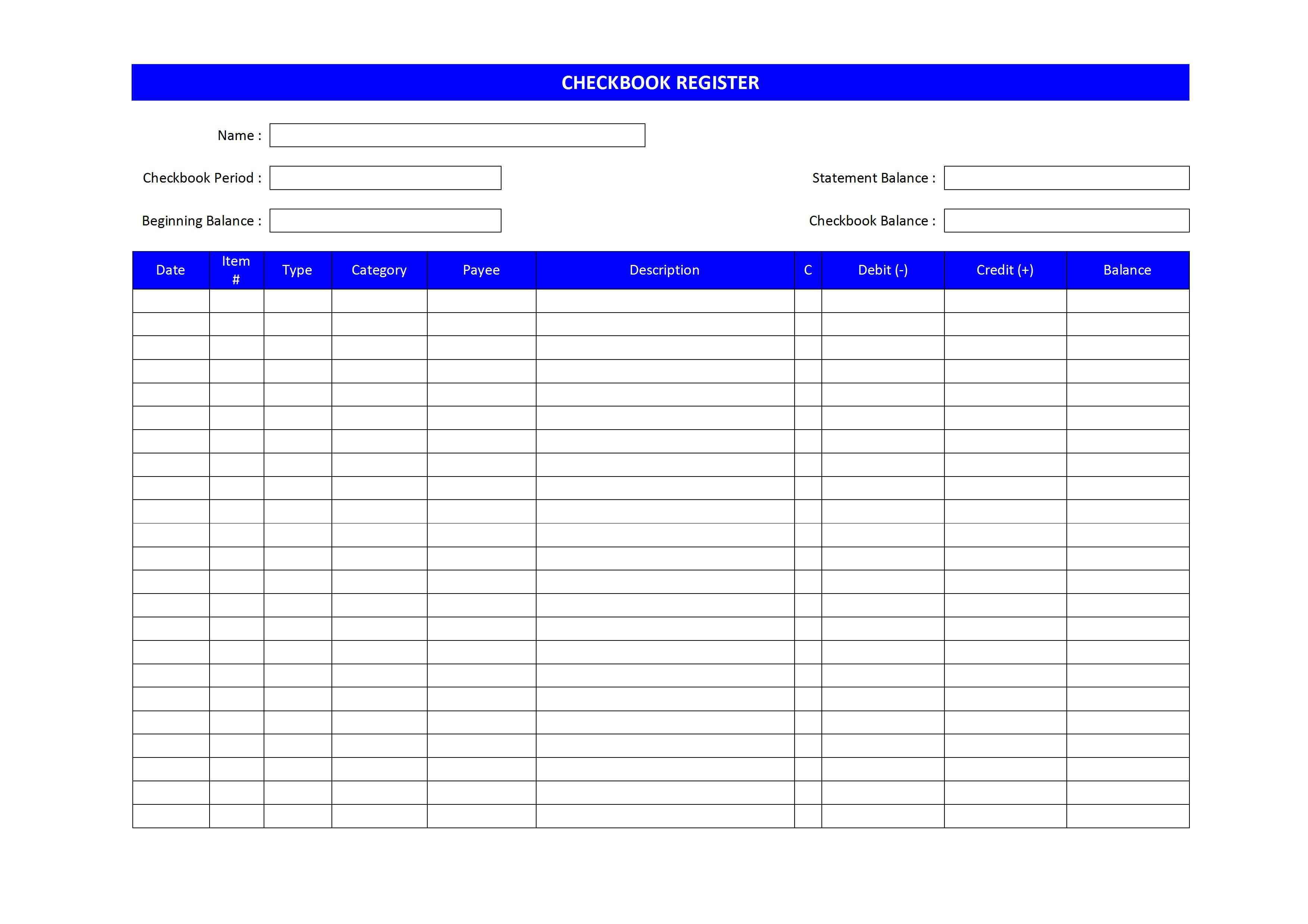 simple checkbook register software free