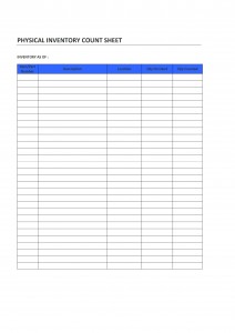 Physical Inventory Count Sheet for Word