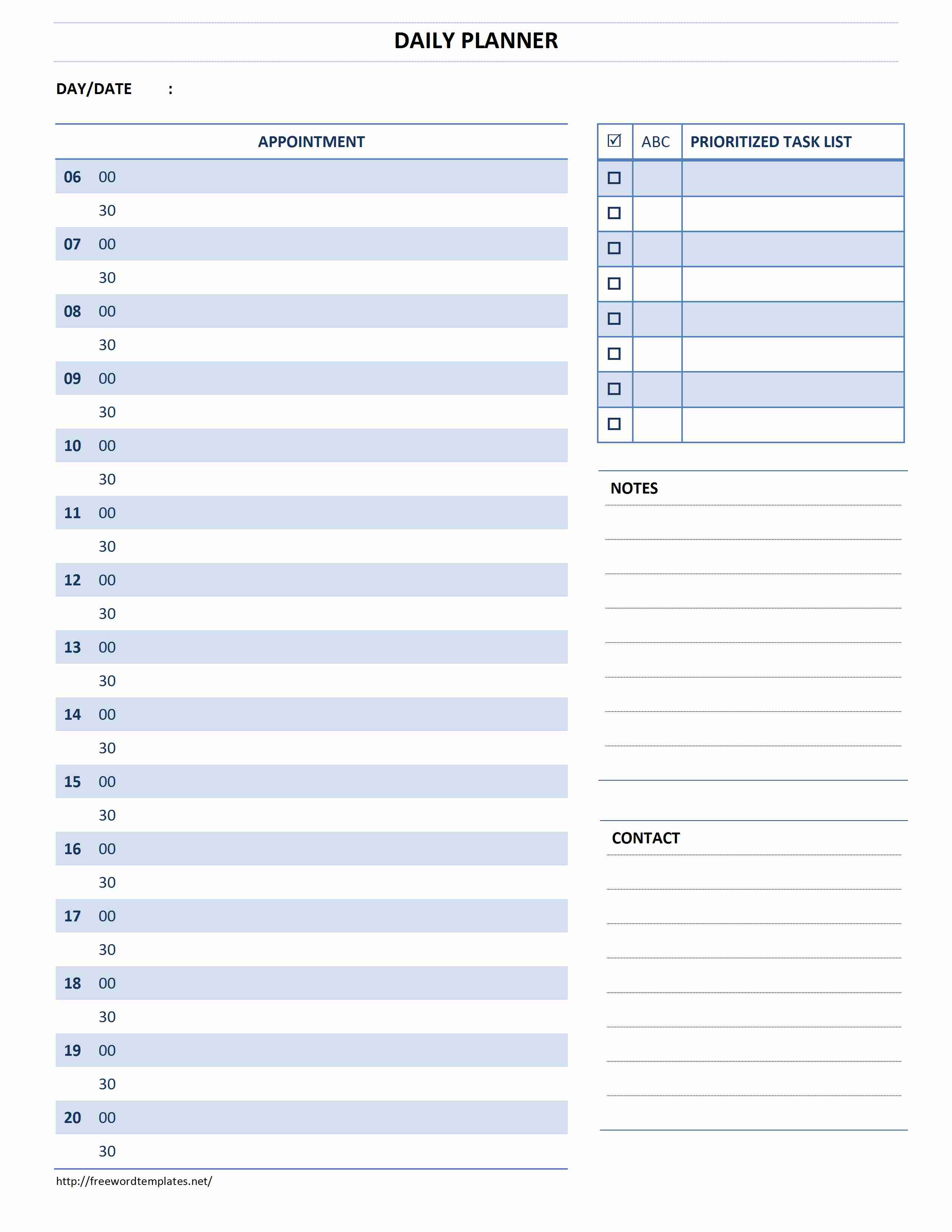 work daily planner template