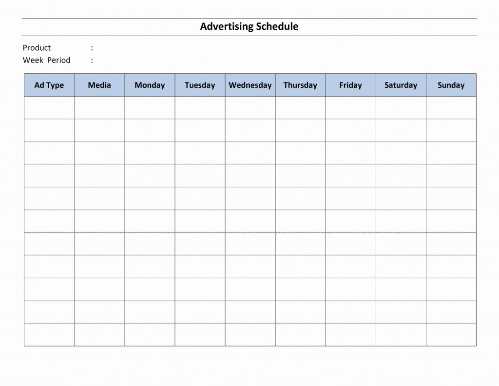 Advertising Schedule Template for Word