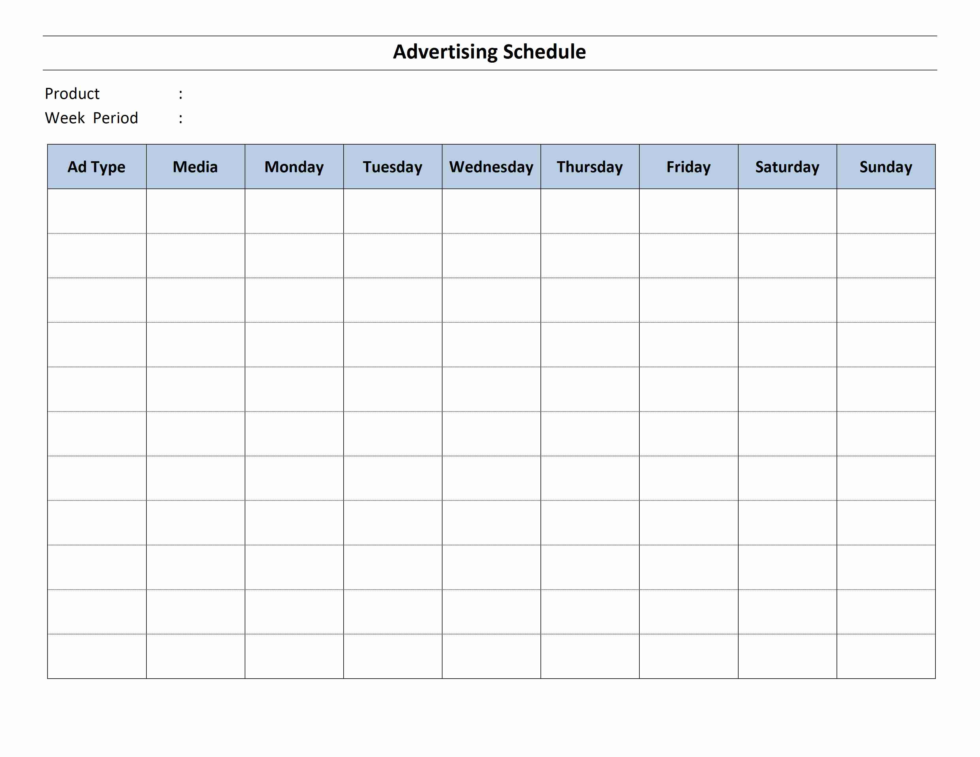 Advertising Schedule Template for Word