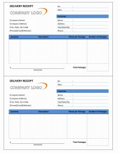 Delivery Receipt Template for Word