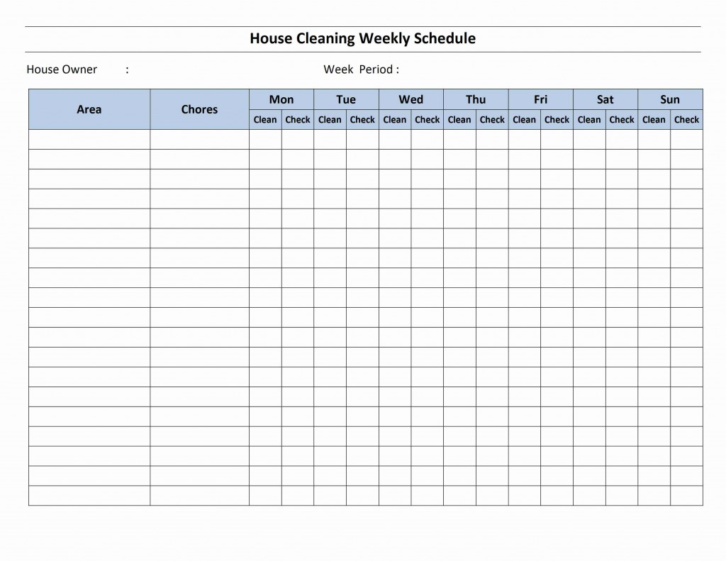 House Cleaning Schedule Template for Word