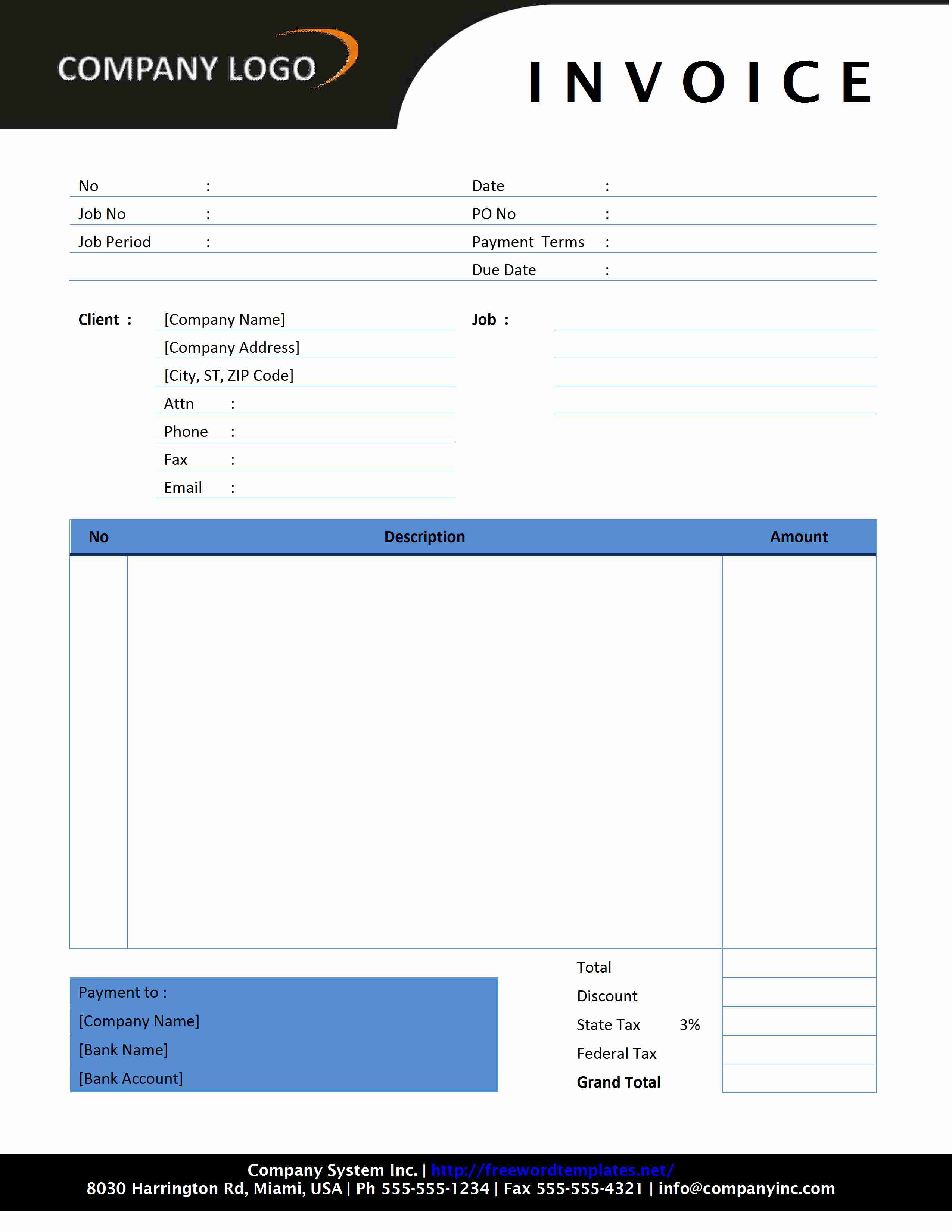 Photography Invoice Template for Word