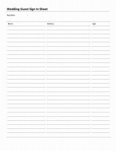 Wedding Guest Sign In Sheet Template for Word