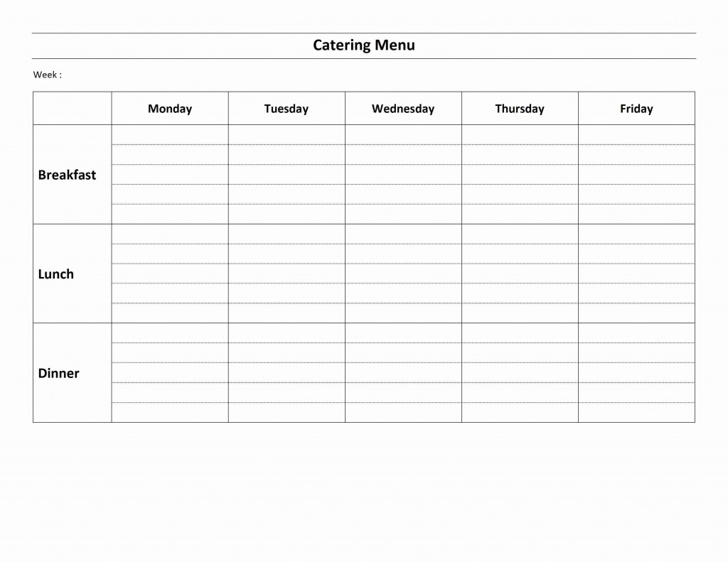 Weekly Catering Menu Template for Word