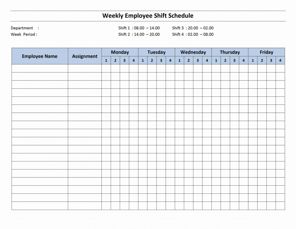 4 Shift Employee Shift Schedule Template for Word
