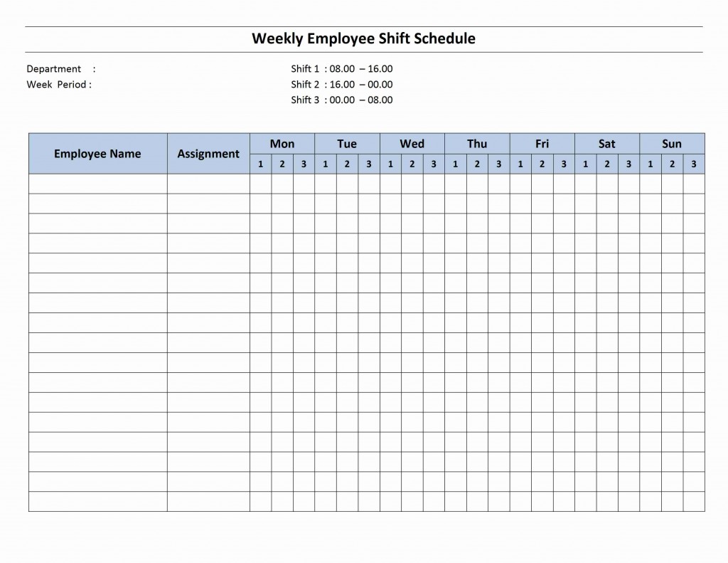Weekly 8 Hour Shift Schedule Template for Word