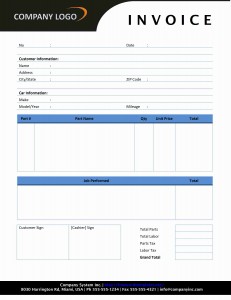 Auto Repair Invoice Template for Word