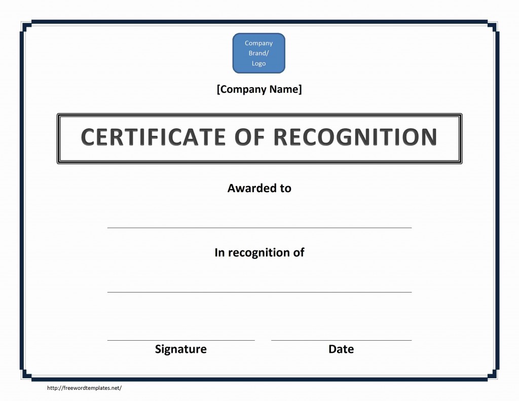 Certificate of Recognition Template for Word