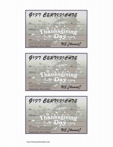 Thanksgiving Gift Certificate Template for Word