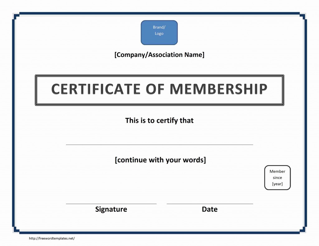 Certificate of Membership for Word
