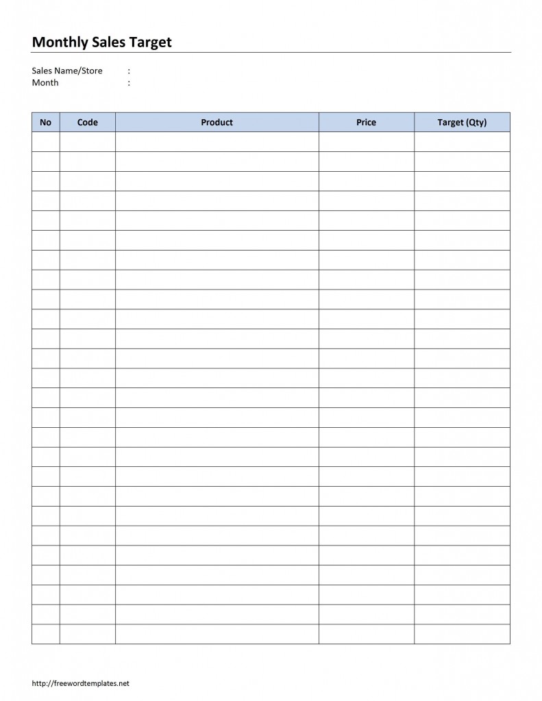 Excel Monthly Sales Target template
