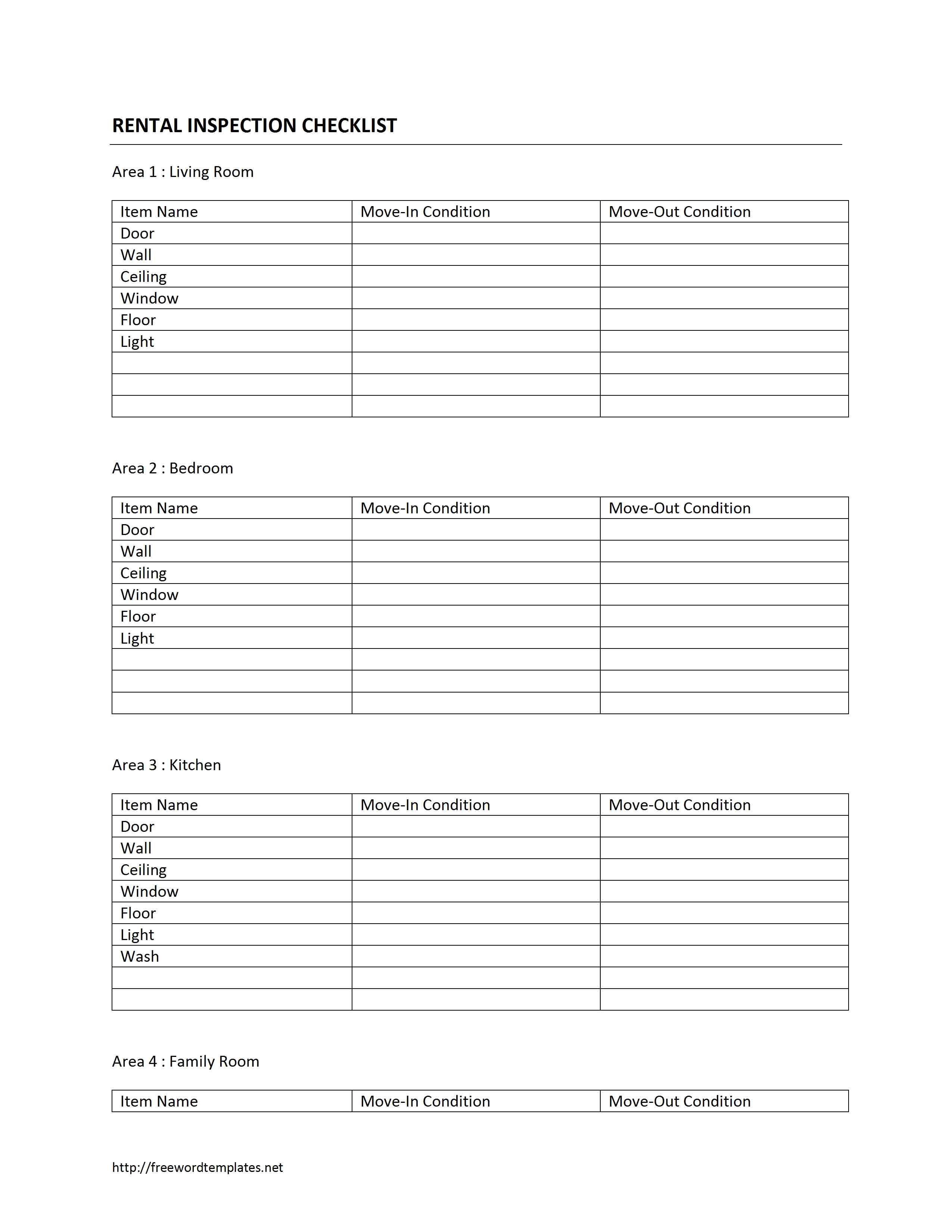 Excel Rental Inspection Checklist template