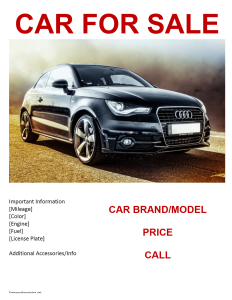 Car for Sale Template for Word