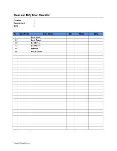 Clean and Dirty Linen Checklist Template
