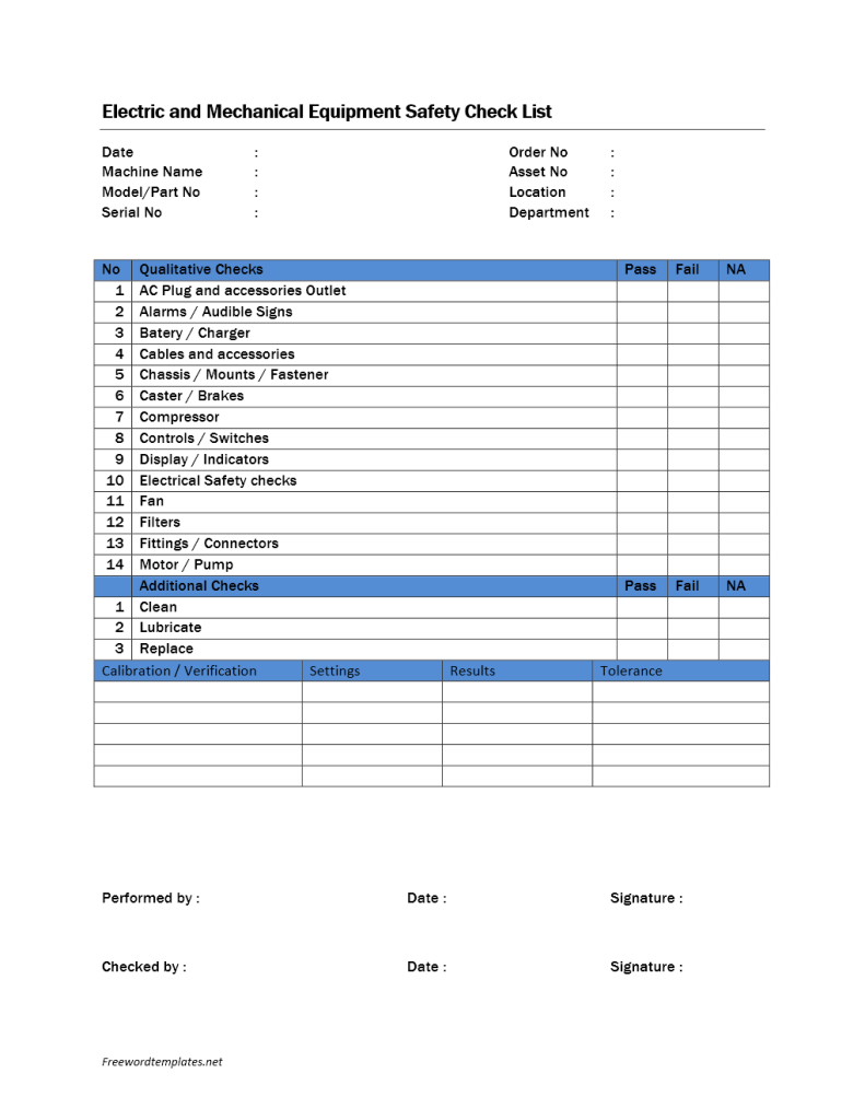 electrical-and-mechanical-equipment-safety-checklist