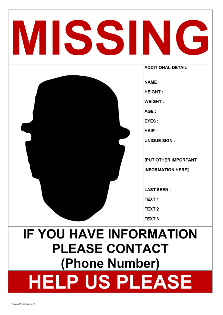 Missing Person Poster Template