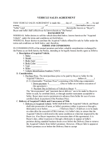 Car Sales Agreement Template