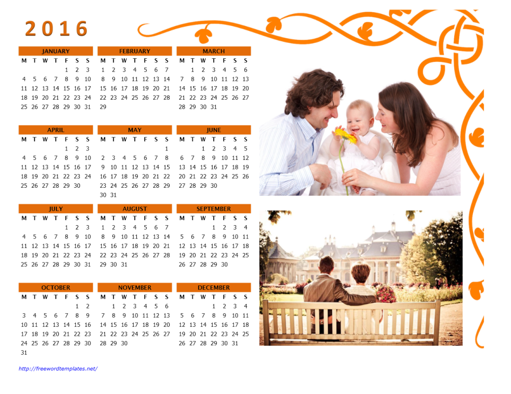 2016 Photo Calendar Template