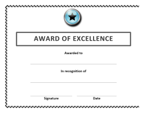 Award of Excellence Certificate Template