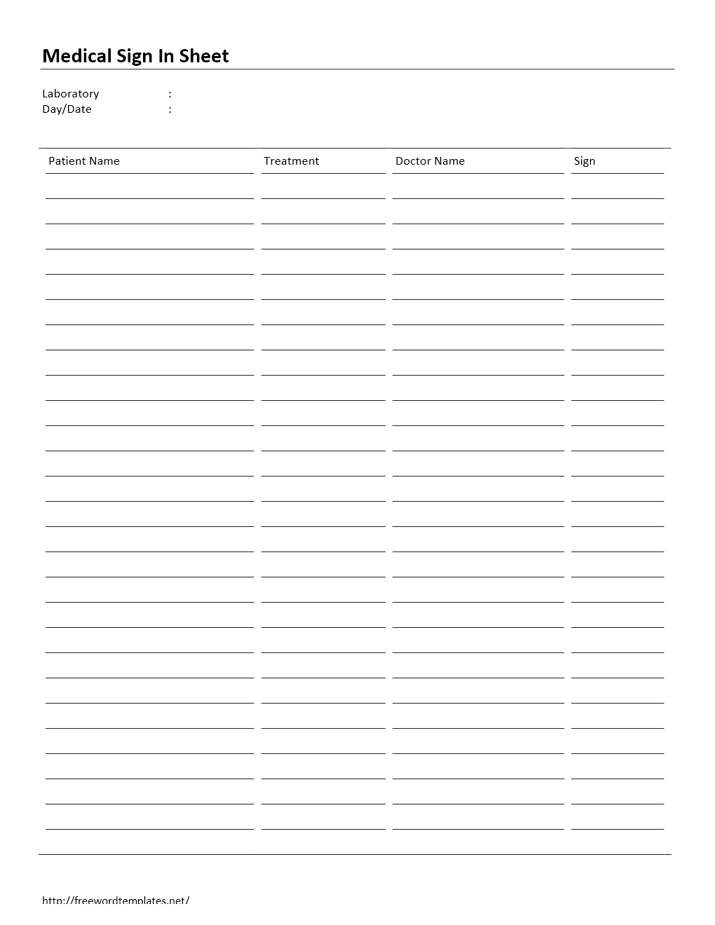 Medical Sign In Sheet Template