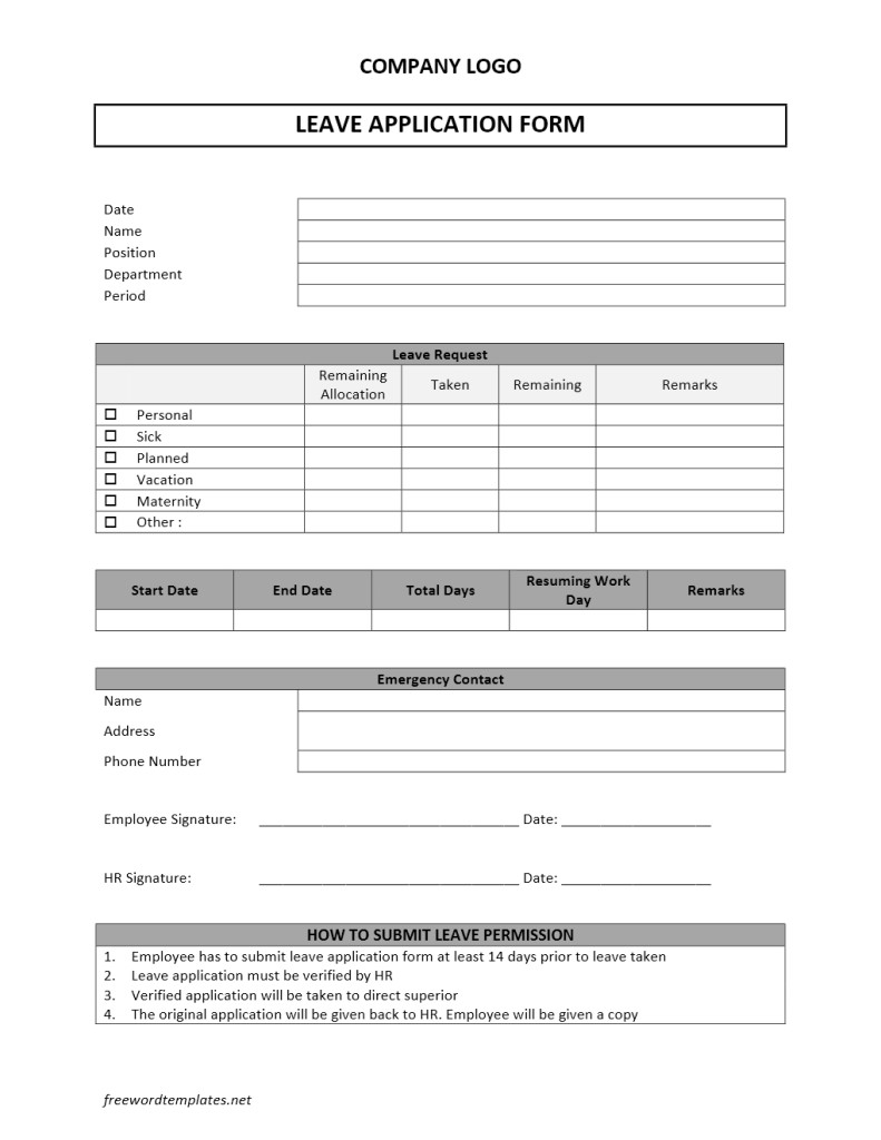 Leave Application Form