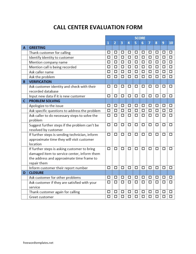 Call Center Agent Performance Report Template