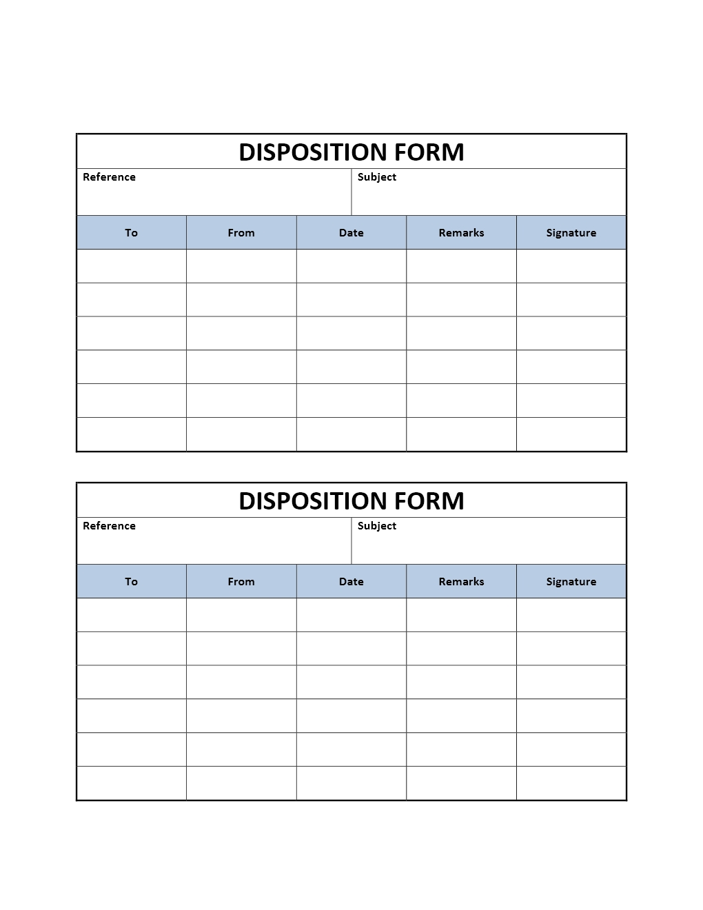 Disposition Form Template