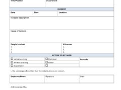 Employee Incident Report Form Word Template