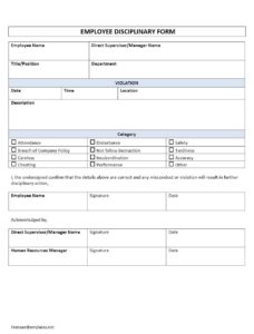 employee disciplinary form