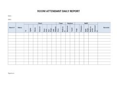 Hotel Room Attendant Daily Report Template for Word