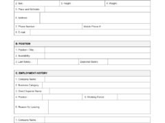 Job Application Form Template for Word