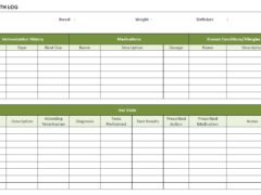 Pet Health Log Template for Word