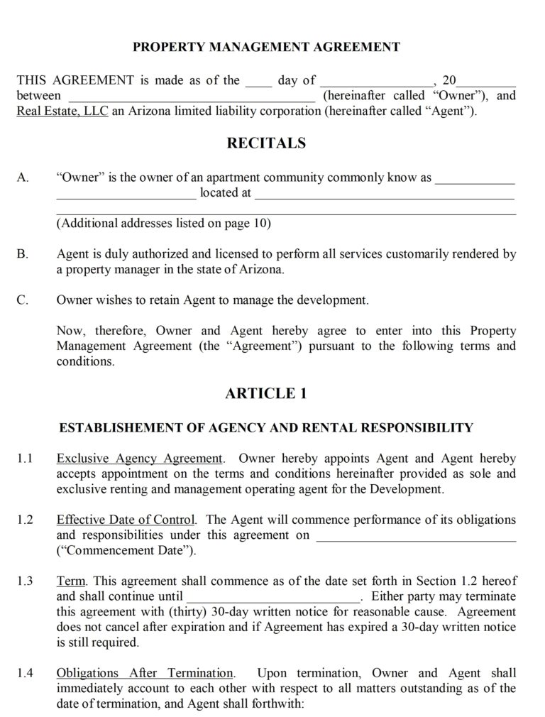 Property Management Contract   Property Management Contract Template 768x1010 