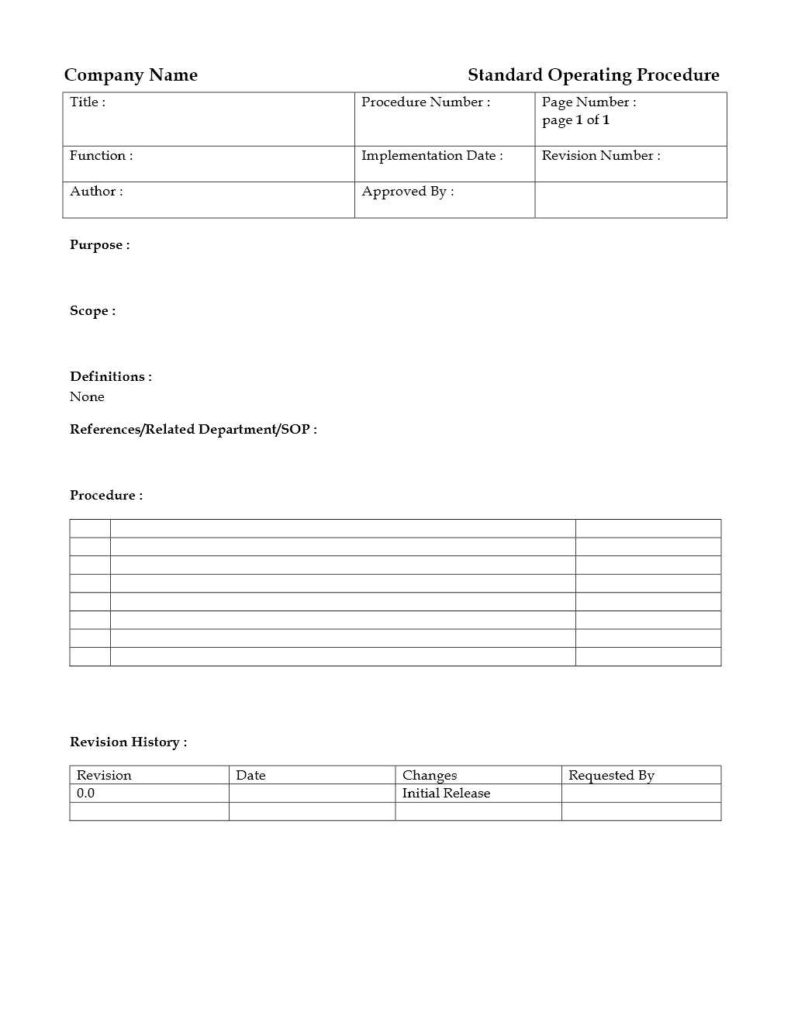 Standard Operating Procedure Template for Word