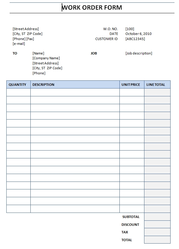 Work Order Template Free Word Templates Vrogue