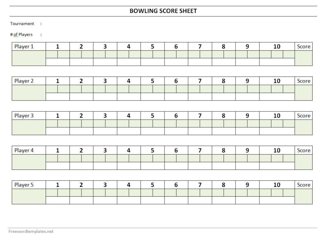 Bowling Score Sheet Template Word