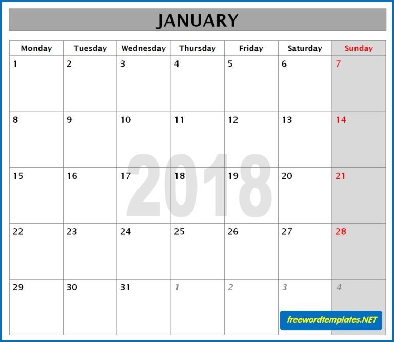 microsoft word calendar template 12 month 2018